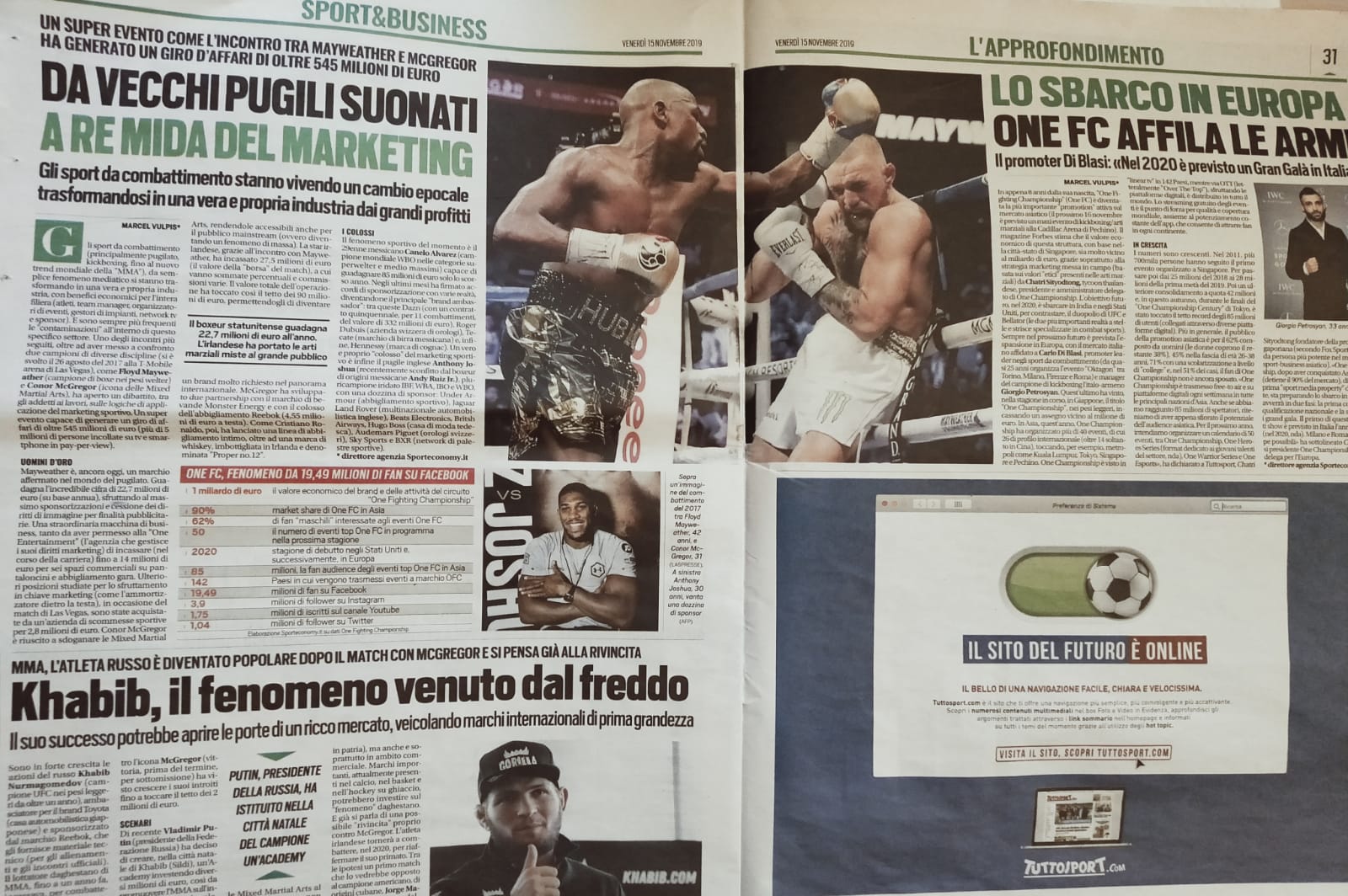 TUTTOSPORT: LO SBARCO IN EUROPA DI ONE.
