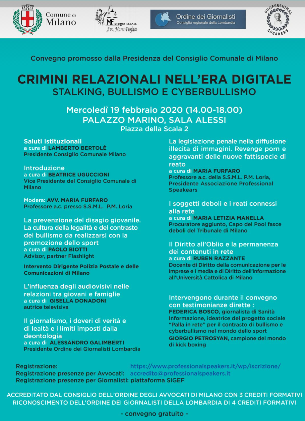 PAOLO BIOTTI E GIORGIO PETROSYAN CONTRO VIOLENZA E BULLISMO  CON IL CONSIGLIO COMUNALE DI MILANO.