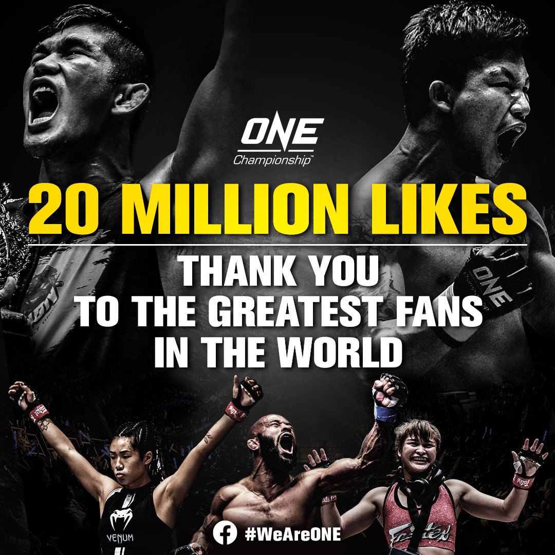 ONE CHAMPIONSHIP SUPERA I 20 MILIONI DI LIKE SU FACEBOOK. SKY IS THE LIMIT!