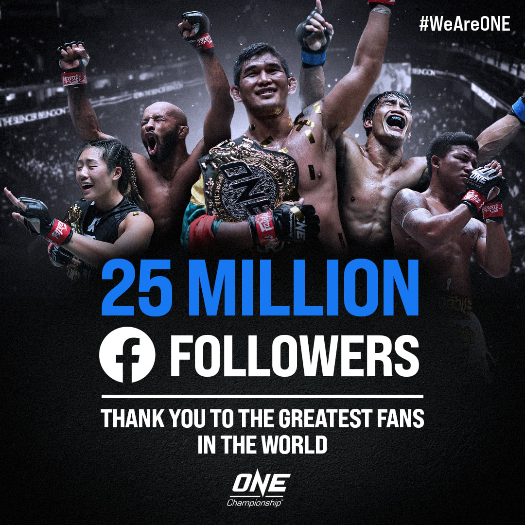 L’ASCESA DI ONE CHAMPIONSHIP NON SI FERMA: TOCCATA QUOTA 25 MILIONI DI FOLLOWER.